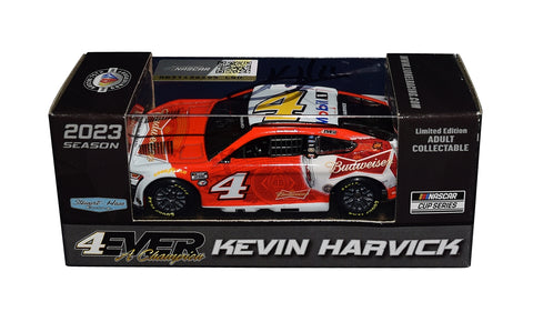 Autographed Kevin Harvick #4 Budweiser Homestead Final Start diecast car. Featuring exclusive signing details, a Certificate of Authenticity, and a lifetime authenticity guarantee. A great gift for racing enthusiasts and collectors.