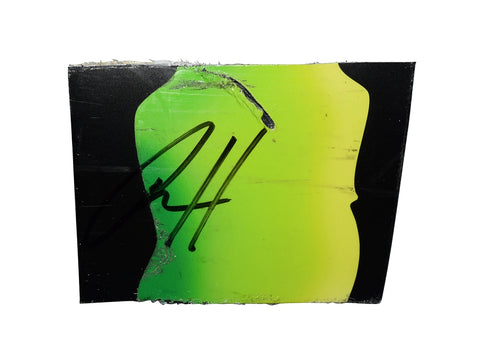 Autographed 2023 Riley Herbst #98 Monster Racing race-used sheet metal from the Xfinity Series. This collectible, roughly trading card-sized, features a bold 2-color green design, signed by Herbst, and comes in a protective toploader. A must-have for NASCAR fans and a fantastic gift for collectors.