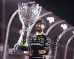 Commemorate Ryan Blaney's 2023 NASCAR Championship with this signed 8x10 glossy photo featuring his iconic trophy pose. This photo comes with a Certificate of Authenticity (COA) and lifetime authenticity guarantee, making it an essential addition to any NASCAR collection.