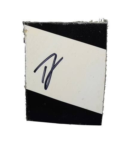 Autographed 2023 Ty Gibbs #54 Interstate Batteries race-used sheet metal from the Charlotte BOA Roval 400. This collectible, roughly trading card-sized, features a bold 2-color JGR section, signed by Gibbs, and comes in a protective toploader. A must-have for NASCAR fans and a fantastic gift for collectors.