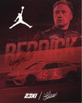 Autographed 2023 Tyler Reddick #45 Hero Card featuring the Jordan Brand and 23XI Racing design. This signed 8x10 NASCAR photo is a vibrant collectible and makes a great gift for racing fans. Includes COA. We are always here to help with any questions about your NASCAR memorabilia.
