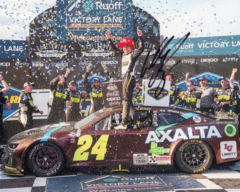 Own this autographed 2023 William Byron #24 Axalta Racing Darlington Throwback Win 8x10 glossy photo. Capture the excitement of Victory Lane with COA and a lifetime authenticity guarantee.