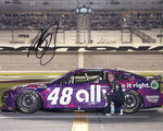 This stunning autographed photo of Alex Bowman from the 2024 Daytona 500 showcases the energy of pit road and is a valuable addition to any NASCAR memorabilia collection. Measuring 8x10 inches, it includes a Certificate of Authenticity for peace of mind. A great gift for racing enthusiasts!