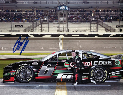 Signed 2024 Brad Keselowski #6 Daytona 500 race photo, showing Keselowski in an action-packed pit road pose during the Daytona 500. This 9x11 glossy photo comes with a COA for authenticity, making it a must-have addition to any NASCAR memorabilia collection.