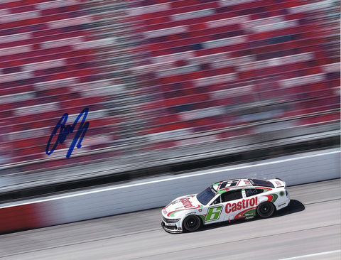 Autographed 2024 Brad Keselowski #6 Castrol Mustang Darlington Throwback 9x11 glossy photo, signed by Keselowski. This collectible captures the iconic throwback design during the Darlington race, making it a perfect addition to any NASCAR collection. Comes with COA for authenticity.