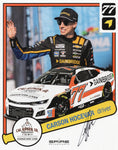 Autographed 2024 Carson Hocevar #77 Cal Ripken Sr. Foundation hero card NASCAR photo with COA. Signed during exclusive signings and HOT Pass access. A must-have for racing enthusiasts and collectors.