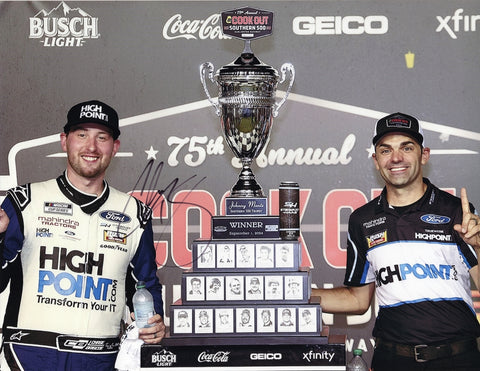 Signed 2024 Chase Briscoe #14 High Point Racing Darlington Win photo, capturing Briscoe’s iconic checkered flag celebration. This glossy 9x11 photo is a must-have for NASCAR fans, and it includes a COA for authenticity, making it an excellent gift for collectors.