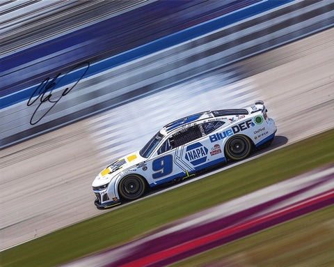 Autographed 2024 Chase Elliott #9 NAPA Blue Def Racing photo, signed by the driver himself. This 8x10 glossy photo captures a powerful moment in NASCAR, complete with a COA for authenticity.