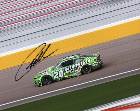 Own a signed 8x10-inch photo of Christopher Bell's #20 Interstate Batteries Toyota from the 2024 Las Vegas Race. This collectible comes with a Certificate of Authenticity, making it perfect for NASCAR fans.