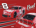 Signed 2024 Dale Earnhardt Jr. racing photo from Florence Motor Speedway featuring the #8 Budweiser Late Model Car. A great gift for NASCAR enthusiasts and collectors, complete with Certificate of Authenticity.