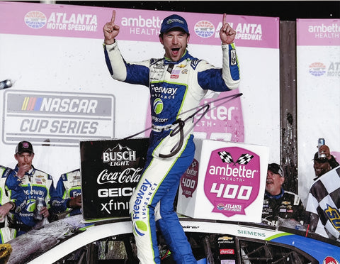 Autographed 2024 Daniel Suarez #99 Freeway Insurance Atlanta Race Win photo in glossy 9x11 inch format, capturing Suarez’s victory at the Atlanta race. Signed with Certificate of Authenticity, this photo makes a perfect gift for any NASCAR fan or collector.
