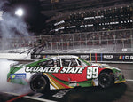 This autographed 2024 Daniel Suarez #99 Quaker State Racing Los Angeles Race Win photo captures the thrilling burnout after his victory. Signed by Suarez, it’s a unique piece of NASCAR history with Certificate of Authenticity, perfect for collectors.