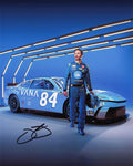 Autographed 2024 Jimmie Johnson #84 Carvana Racing Media Day photo. This signed 8x10 inch glossy NASCAR photo with COA is a must-have for collectors and fans of Legacy Motor Club.