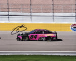 Autographed 2024 Jimmie Johnson #84 Dollar Tree - Family Dollar Pink Car photo from Las Vegas Motor Speedway. 8x10 glossy photo with COA, ideal for NASCAR fans and collectors.