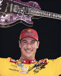 Autographed 2024 Joey Logano #22 Pennzoil Racing Nashville win photo, showcasing his guitar trophy victory. This signed 8x10 glossy photo includes a Certificate of Authenticity and lifetime guarantee, making it an unforgettable collectible for NASCAR fans.