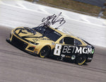 This autographed 2024 Kyle Busch #8 Bet MGM Racing Kansas Speedway photo features Busch driving his Childress Camaro at Kansas. The 9x11 inch glossy photo is signed by Busch and comes with a Certificate of Authenticity (COA). It’s an ideal gift for NASCAR collectors and fans.