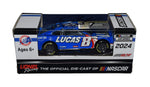 Limited edition 2024 Kyle Busch #8 Lucas Oil Camaro 1/64 diecast car with signature. A collectible model with Certificate of Authenticity, ideal for NASCAR collectors.
