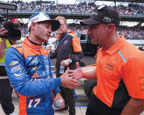 Enhance your racing collection with this signed 8x10 glossy photo of Kyle Larson and Tony Kanaan during the INDY 500 Double. This collectible not only makes a great gift but also includes a lifetime guarantee on authenticity for peace of mind.
