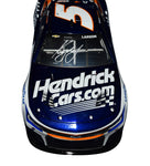 2024 Kyle Larson #5 Coca-Cola 600 INDY DOUBLE Color Chrome diecast car, signed by Kyle Larson. This collectible includes a Certificate of Authenticity and a lifetime authenticity guarantee. Perfect for any NASCAR memorabilia collection.