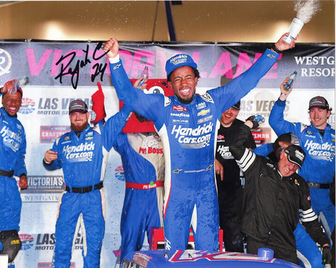 Own this autographed 2024 Rajah Caruth #71 Hendrick Cars Racing Las Vegas win Victory Lane 8x10 photo. A perfect addition to any NASCAR collection, with COA and lifetime authenticity guarantee.
