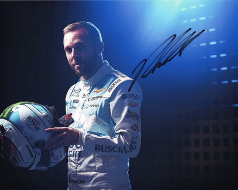 Autographed Ross Chastain 2024 Media Day Busch Light Racing 8x10 Photo – This autographed 8x10 glossy photo captures Ross Chastain during the 2024 Media Day with his #1 Busch Light Racing car. The photo comes with a Certificate of Authenticity (COA) and a lifetime authenticity guarantee, making it a must-have for any NASCAR fan or collector.
