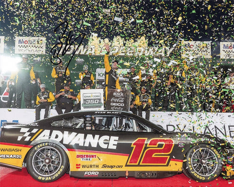 Autographed Ryan Blaney 2024 Iowa Speedway Inaugural Race 8x10 Photo – Relive Ryan Blaney’s historic 2024 Iowa Speedway victory with this signed 8x10 glossy photo. Includes a Certificate of Authenticity (COA) and lifetime guarantee, making it an essential addition to any NASCAR collection.