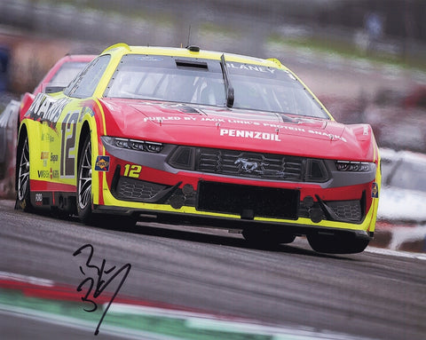 A signed 2024 Ryan Blaney #12 Jack Links Racing 8x10 photo from the Circuit of the Americas. Authenticated with a COA, this photo makes an excellent addition to any NASCAR fan’s collection or a memorable gift.