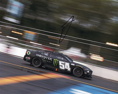 Autographed 2024 Ty Gibbs #54 Monster Racing photo from the Chicago Street Race. This 8x10 NASCAR photo is signed by Ty Gibbs and includes a Certificate of Authenticity (COA).