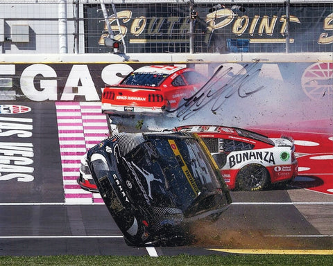 2024 Tyler Reddick #45 Jordan Brand Black Las Vegas flip NASCAR photo, signed by Tyler Reddick and perfect for collectors, with COA for guaranteed authenticity.
