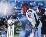Celebrate Tyler Reddick's thrilling 2024 Talladega victory with this autographed 8x10 photo. The image captures the confetti-filled victory lane moment, signed and with a COA.