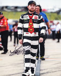 Autographed 2024 Tyler Reddick #45 McDonald's Racing Hamburglars firesuit photo from the Homestead race, signed by Reddick and accompanied by a Certificate of Authenticity (COA).