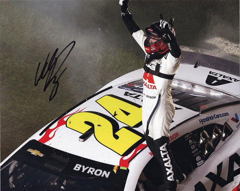Relive the Victory Celebration of the Daytona 500 with this autographed William Byron #24 Axalta Racing Daytona 500 Win signed 8x10 inch glossy NASCAR photo. Perfect gift for any NASCAR fan. Limited stock!