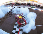Signed 2024 William Byron Martinsville win photo featuring the #24 Axalta Racing car with the checkered flag. This 8x10 glossy photo includes a COA and lifetime authenticity guarantee, making it a perfect NASCAR gift.