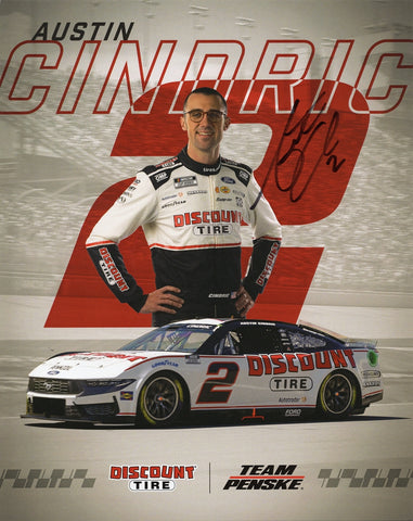 Autographed 8x10 hero card photo of Austin Cindric’s 2025 #2 Discount Tire Ford from Team Penske. A sharp NASCAR collectible and great gift option. Includes Certificate of Authenticity. We are always here to help with any questions about your order or collection needs.