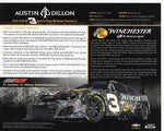 Signed 8x10 NASCAR hero card of Austin Dillon’s 2025 #3 Bass Pro Shops WINCHESTER ride. A colorful, detailed collectible perfect for fans or as a thoughtful gift item.