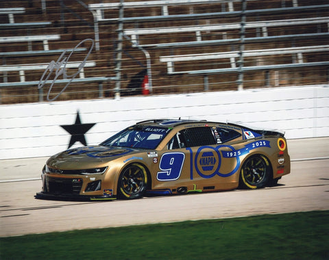 Glossy 8x10 image featuring Chase Elliott's 2025 NAPA 100th car at Texas, signed in eye-catching silver ink. Comes with a Certificate of Authenticity and is perfect for NASCAR fans wanting a unique, premium-quality keepsake. Makes a fantastic gift option.