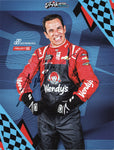 Signed 2025 Helio Castroneves #91 Wendy's Racing Daytona 500 hero card from Project 91. A bold NASCAR collectible photo with COA, ideal for motorsport fans.
