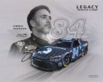 Autographed 8x10 photo of Jimmie Johnson’s 2025 #84 Carvana Shaq Car from the Daytona 500, signed and includes COA—ideal for NASCAR collectors and fans.