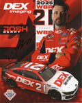 Autographed 2025 hero card photo of Josh Berry’s #21 Dex Imaging Ford Mustang, celebrating Wood Brothers Racing’s 75th year. A sharp 8x10 collectible that makes a great gift. Includes Certificate of Authenticity. We are always here to help with any questions about your NASCAR memorabilia.