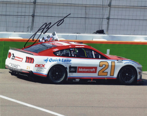 Autographed 2025 8x10 photo of Josh Berry performing the Polish Victory Lap after winning in Las Vegas. The Motorcraft #21 Ford Mustang from Wood Brothers Racing is featured in this emotional, historic NASCAR moment. A great gift for collectors. Includes COA. We are always here to help with questions.