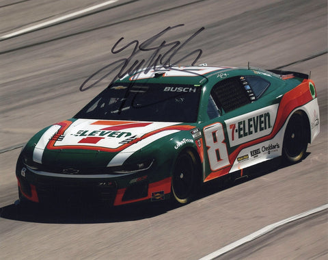 Autographed 8x10 glossy photo of Kyle Busch #8 Texas Motor Speedway 7-Eleven Car, showcasing his skill with Richard Childress Racing. This NASCAR collectible includes a COA and is perfect for fans and collectors.