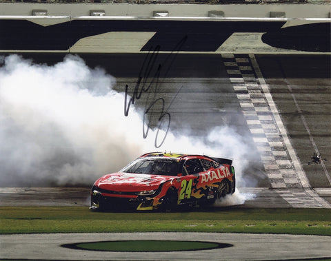 Autographed 8x10 glossy photo of William Byron performing a burnout after his 2025 Daytona 500 victory in the #24 Axalta Chevrolet. A powerful NASCAR collectible that makes a great gift. Includes Certificate of Authenticity. We are always here to help with any questions about your order.