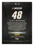 Add this rare Alex Bowman autographed 2023 Panini Chronicles Racing Torque card to your collection. Signed by the NASCAR star, the card features a bold #48 Lowe’s Team design, with a Certificate of Authenticity for guaranteed legitimacy. It’s the ideal gift for NASCAR fans or collectors.