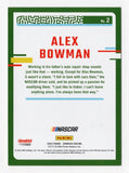 Celebrate Alex Bowman’s career with this autographed Red Parallel Insert card from the 2024 Donruss Racing series (#108/299). Featuring the #48 Ally Driver in a striking red design, this rare collectible comes with a Certificate of Authenticity, ensuring its value for any NASCAR enthusiast.