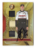 The Austin Cindric 2023 Panini Gold Standard Racing NEWLY MINTED Triple Relic signed NASCAR card with COA. Featuring race-used memorabilia and Cindric’s signature, this rare collectible is an excellent addition to any fan’s collection.