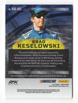 Rare Brad Keselowski signed 2023 Panini Prime Racing card with race-used firesuit material. Limited to only 99 copies, this exclusive NASCAR collectible includes a guarantee of authenticity.