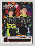 Brandon Jones autographed 2024 Donruss Racing NASCAR trading card with race-worn firesuit relic. Limited to #10/99, perfect for collectors. Guaranteed authenticity.