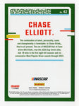 Chase Elliott’s signature on the 2024 Donruss Racing Red & Blue Parallel Insert card, accompanied by a Certificate of Authenticity. A standout piece for any NASCAR fan.