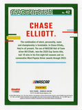 Chase Elliott’s signature on the 2024 Donruss Racing Red & Blue Parallel Insert card, accompanied by a Certificate of Authenticity. A standout piece for any NASCAR fan.
