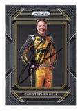 The signed Christopher Bell 2023 Panini Prizm Racing card featuring the #20 DeWalt Team car, with Bell’s signature. A top collectible for NASCAR fans.